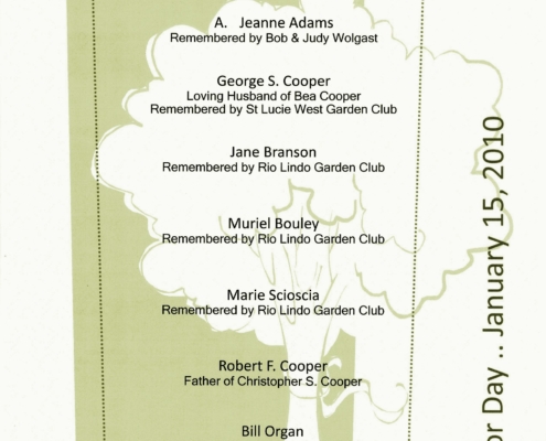 2010 Arbor Day In Memorial List